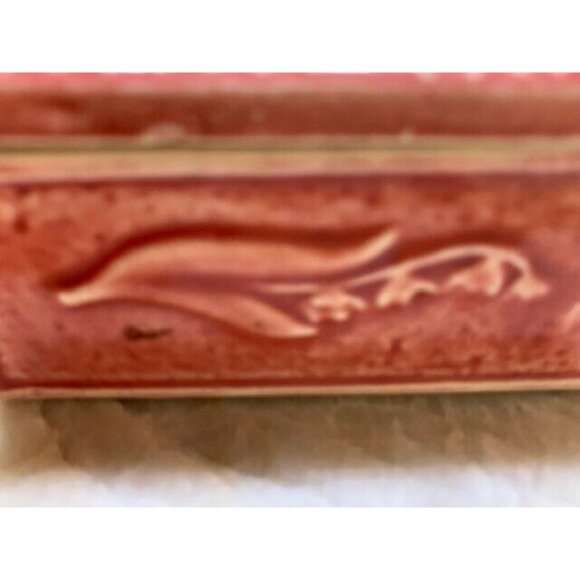 Small Vintage Glazed Porcelain Pink Danish Covered Trinket Raised Texture Box - Picture 5 of 6